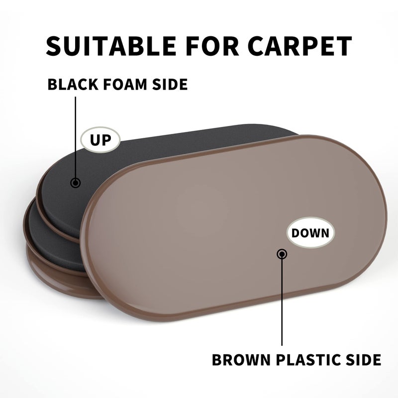 Yelanon Furniture Sliders - 8 Pcs-9 1/2    Brown Furniture Sliders For Carpet, Furniture Pads Hardwoods Floors, Heavy Duty Movers Sliders, Reusable Furniture Moving Pads, Floor Protectors For Carpet - Image 4