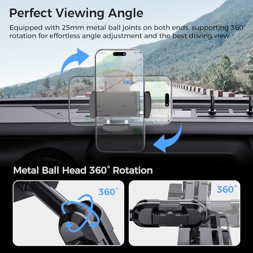 DIAMOOKY Upgraded Metal Phone Mount for Jeep Wrangler JL JLU 2018-2023 & Gladiator JT 2020-2023 Accessories, Dash Phone Holder No-Drill Factory Bolt Rock-Solid with Duck Mounts (Not for 4xe & 2024+) - Image 4