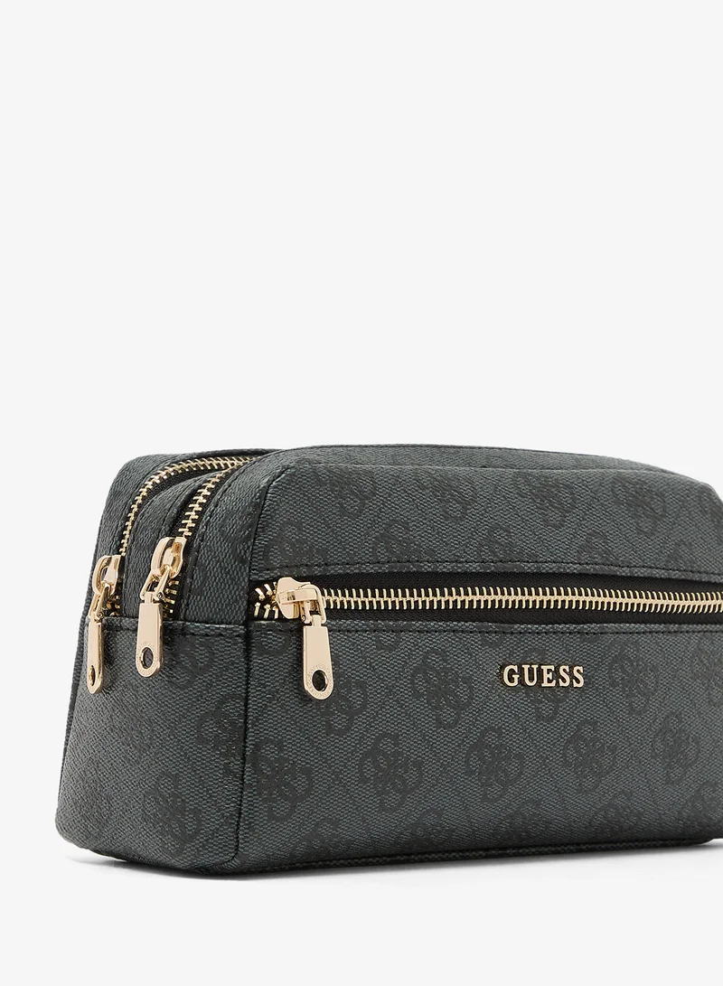 Guess COAL LOGO Logo Double Zip Cosmetic Bag for Women | Best Price UAE