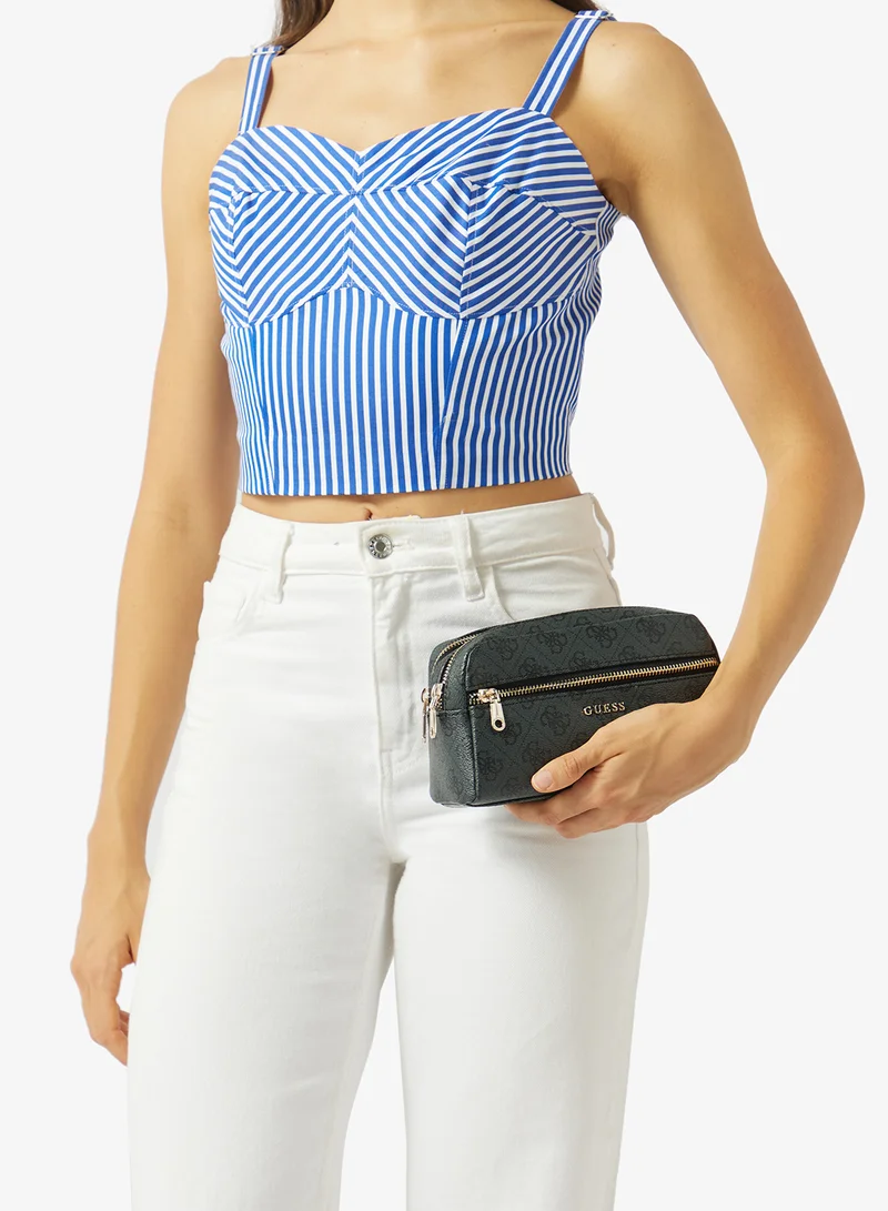 Guess COAL LOGO Logo Double Zip Cosmetic Bag for Women | Best Price UAE