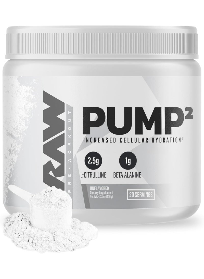RAW Nutrition Pump2 Unflavored 120g | Non-Stim Pre-Workout Pump Formula for Cellular Hydration, Endurance & Muscle Pumps | 20 Servings - Image 1
