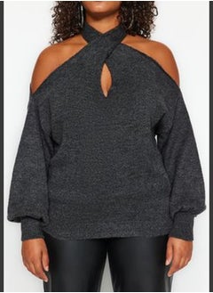 trendyol Anthracite Window/Cut Out Detailed Knitwear Sweater TBBAW24AN00087  - Image 5