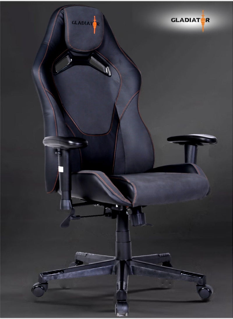Gladiator Elite Ergonomic Gaming Chair with Adjustable Lumbar and Neck Support, Reclining Function, and High-Back Design for Professional Gamers 127 x 73cm  - Image 2