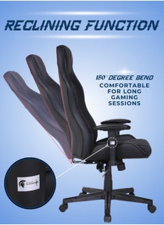 Gladiator Elite Ergonomic Gaming Chair with Adjustable Lumbar and Neck Support, Reclining Function, and High-Back Design for Professional Gamers 127 x 73cm  - Image 5