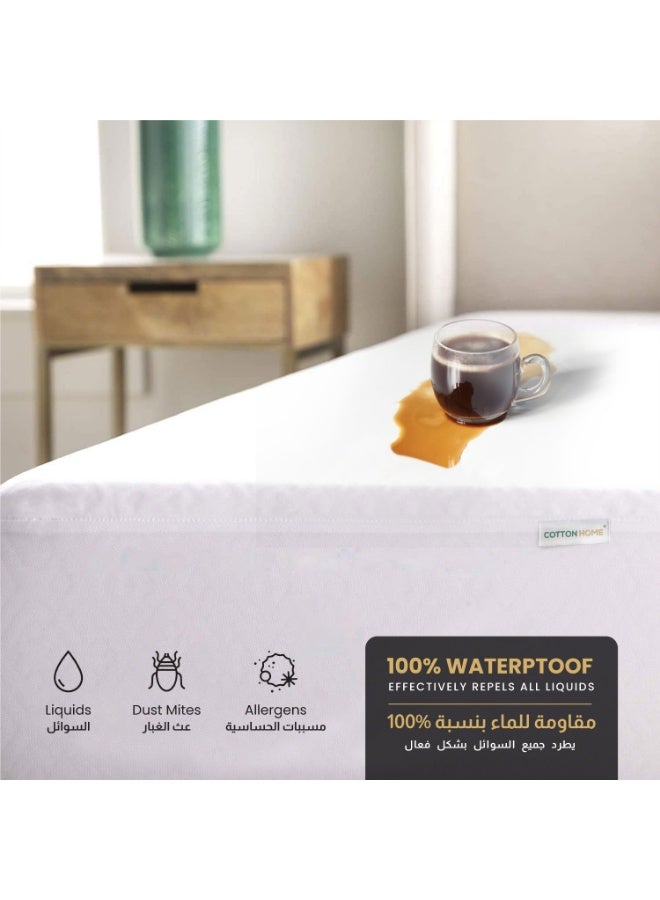 ريست واقي مرتبة مقاوم للماء أبيض 180 × 200 +35 سم، مقاوم للماء بنسبة 100% ومغطى بالبولي يوريثان، مضاد للحساسية، يسمح بمرور الهواء، لا يصدر ضوضاء، جيب عميق 35 سم - قابل للغسل في الغسالة - Image 3