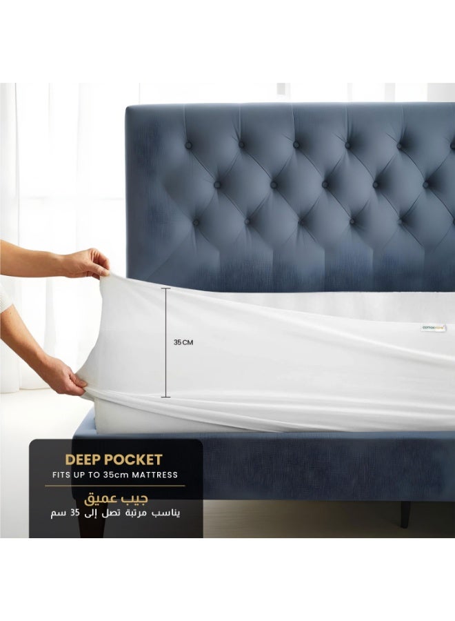 ريست واقي مرتبة مقاوم للماء أبيض 180 × 200 +35 سم، مقاوم للماء بنسبة 100% ومغطى بالبولي يوريثان، مضاد للحساسية، يسمح بمرور الهواء، لا يصدر ضوضاء، جيب عميق 35 سم - قابل للغسل في الغسالة - Image 5