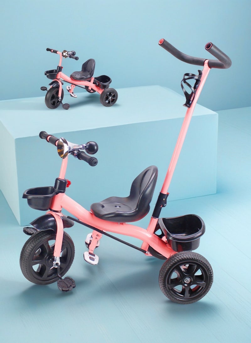 إيزي فيتشور دراجة ثلاثية العجلات سهلة المستقبل للأطفال مع مقبض دفع للوالدين وسلة تخزين لعبة دراجة للأطفال خيارات الألوان: رمادي، أحمر، وردي - Image 1