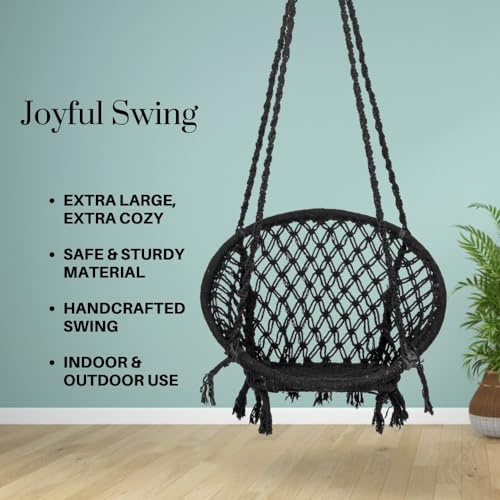 Swingzy Swing for Adults/Cotton Round Swing for Adults/Jhula for Adults/Perfect Round-Shaped Swing Chair/Swing for Balcony (Black, Without Accessories) - Image 5