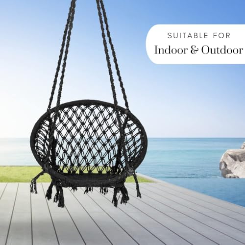 Swingzy Swing for Adults/Cotton Round Swing for Adults/Jhula for Adults/Perfect Round-Shaped Swing Chair/Swing for Balcony (Black, Without Accessories) - Image 3