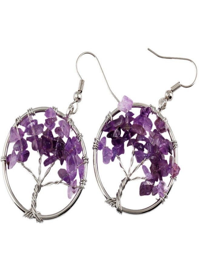 SUNYIK Purple Amethst Stone Dangle Earrings for Women(Silver Plated) - Image 3