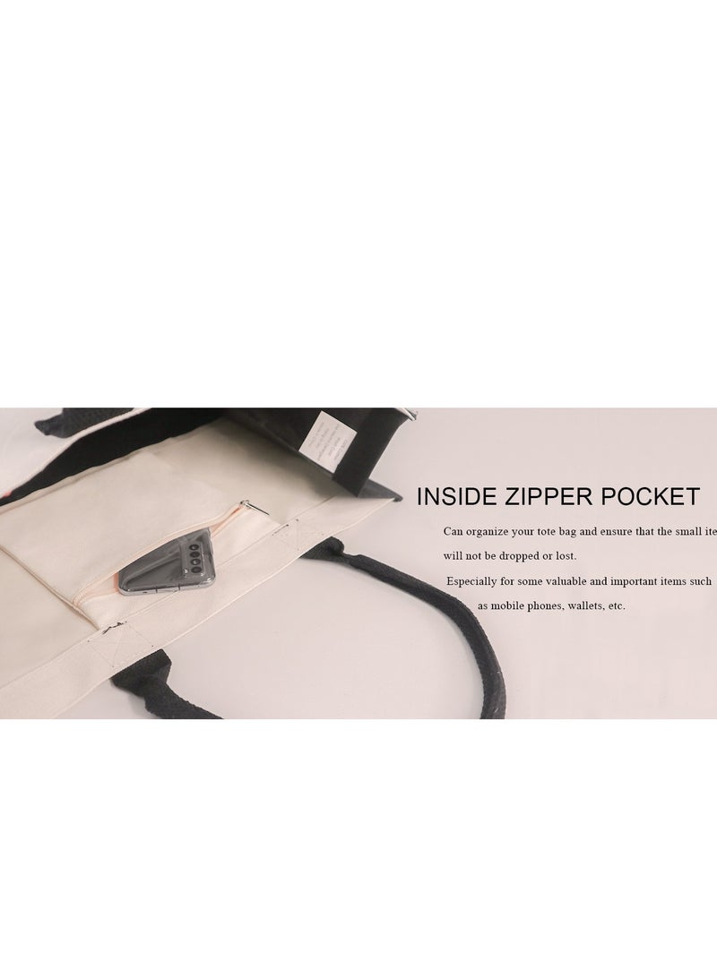 Skycare Initial Canvas Tote Bag, Beach Bag,grocery shopping bag, Monogrammed Gifts Bag for Wedding,Birthday, Mother's Day, Present for Women, Mom, Bridesmaids,Teachers - Image 5