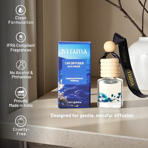 Nytarra Pack of 5 Luxury Car Fresheners, Premium Fragrance Diffusers, No Alcohol, Long-Lasting Car Scent, Car Perfume | Pink Bloom, Sunshine Zest, Aqua Mirage, Rustic Woods, A Fresh Start - Image 2