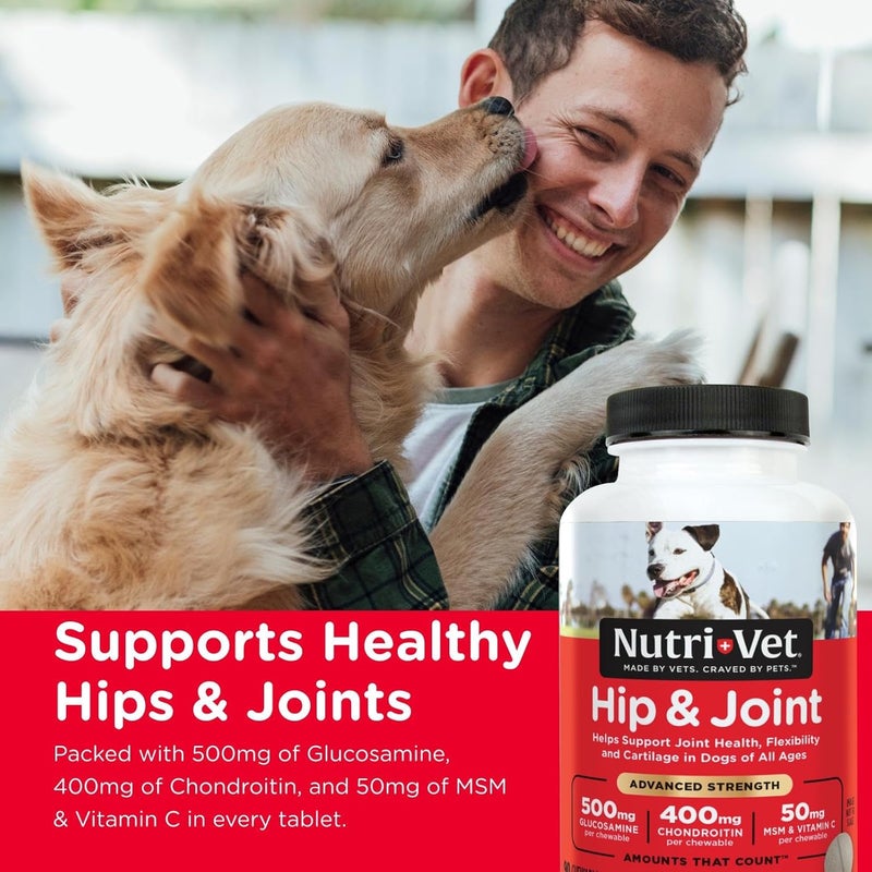 nutri vet Nutri-Vet Hip & Joint Advanced Strength Chewables for Dogs - Liver Flavor, 90 Count - Image 2