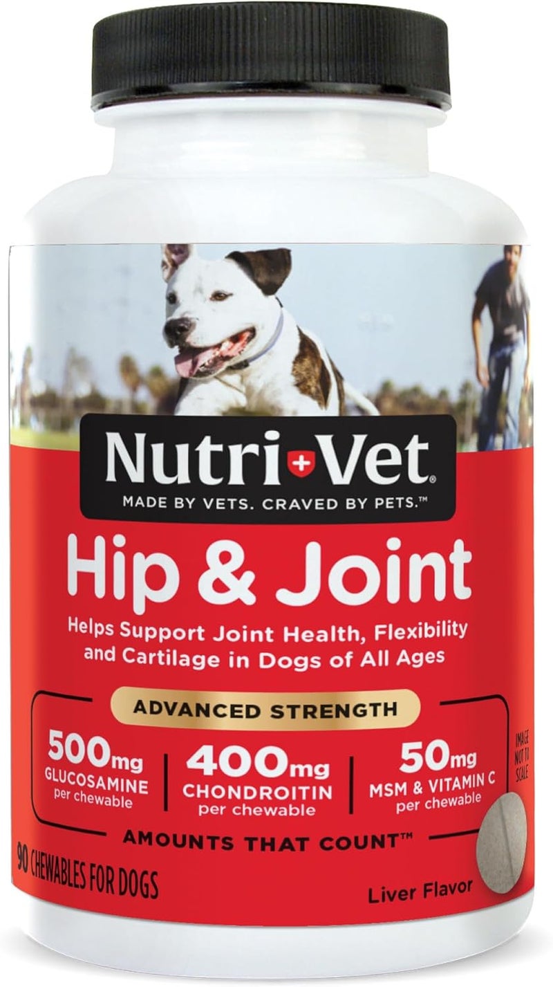 nutri vet Nutri-Vet Hip & Joint Advanced Strength Chewables for Dogs - Liver Flavor, 90 Count - Image 1