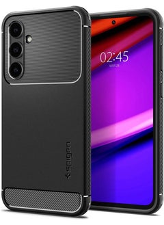 Spigen غطاء حماية Rugged Armor لهاتف Samsung Galaxy S23 FE بملمس ألياف الكربون - أسود غير لامع 