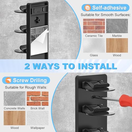 Eiito Hat Organizer for Baseball Caps, 2 Pack Strong Adhesive Hat Rack for Wall, Multilayer Hat Storage Display Holder, Wall Mounted Hat Hooks Hold up to 16 Hats for Closet Door and Bedroom (Black) - Image 4