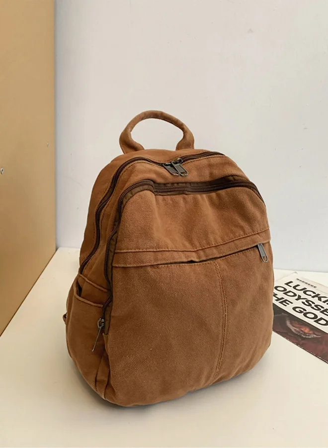 Take Two Solid Canvas Zip Closure Backpack