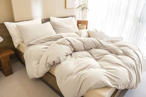 CozyTide Wheat Comforter Set for Queen Bed(90x90 Inch), 3 Pieces Cotton Bedding Comforters & Sets, Soft Solid Lightweight Fluffy Queen Bedding Set for All Season - Image 1