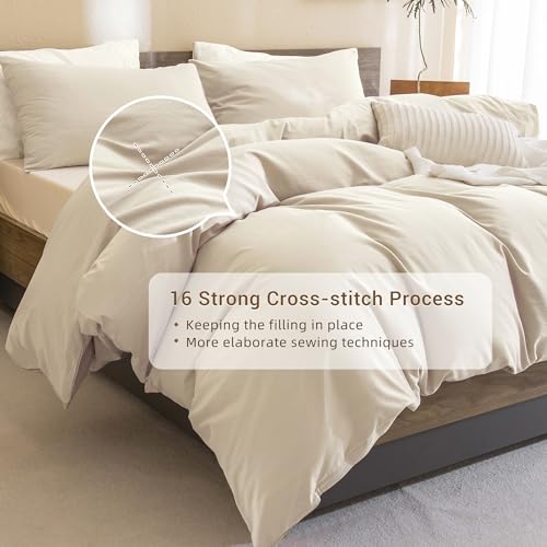 CozyTide Wheat Comforter Set for Queen Bed(90x90 Inch), 3 Pieces Cotton Bedding Comforters & Sets, Soft Solid Lightweight Fluffy Queen Bedding Set for All Season - Image 4