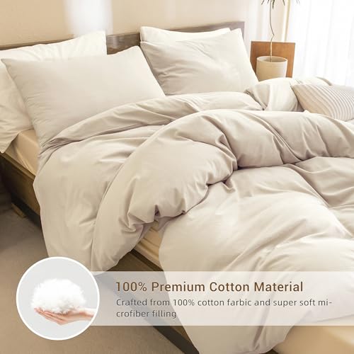CozyTide Wheat Comforter Set for Queen Bed(90x90 Inch), 3 Pieces Cotton Bedding Comforters & Sets, Soft Solid Lightweight Fluffy Queen Bedding Set for All Season - Image 3