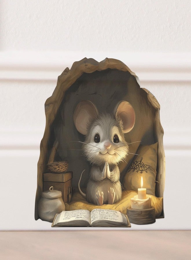 EGD Cute Mouse Hole Wall Decals 3D | 4"x4" Wall Stickers for Child Room Decor | Nursery Wall Decals | Mouse Hole Stickers for Wall Decor | Stickers for Kids (Mouse Praying) - Image 1