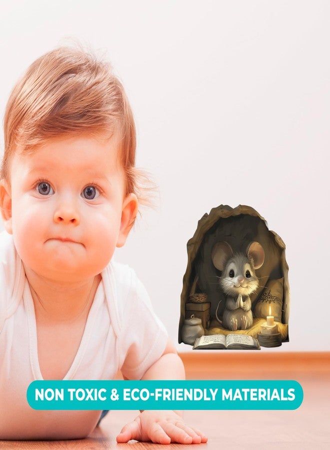 EGD Cute Mouse Hole Wall Decals 3D | 4"x4" Wall Stickers for Child Room Decor | Nursery Wall Decals | Mouse Hole Stickers for Wall Decor | Stickers for Kids (Mouse Praying) - Image 5