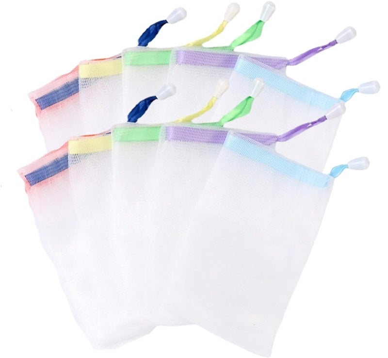 3 Pcs Multi-Color Mesh Bag Set, Soap Foam Bag, Increase Foaming, Suitable for Daily Shower, Practical Design with Hanging Strap, Reusable and Clean - Image 1
