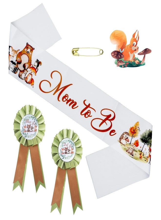 Ohmique Woodland Baby Shower Decorations - Mom to Be Sash Dad to Be Corsage Set, Neutral Gender Reveals Party Supplies, Woodland Theme Baby Shower Decorations - Image 1
