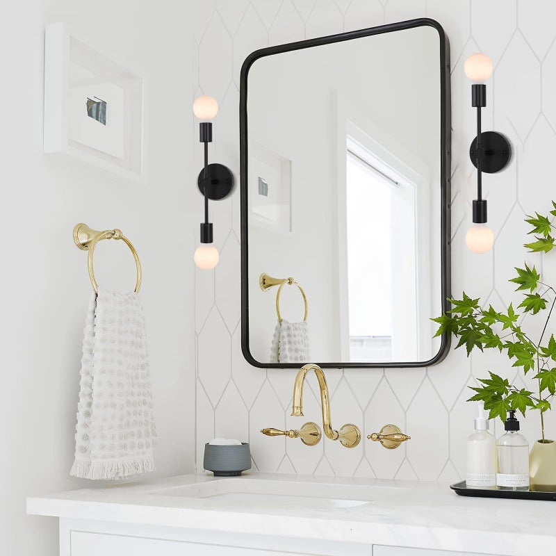 2 Lamps Metal Double Wall Lighting Unit (Black) - Image 2