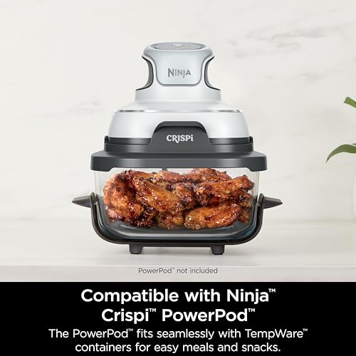 Ninja 4-QT CleanCrisp™ Glassware Container with Storage lid, Compatible Crispi Portable Cooking System, Microwave, Freezer & Dishwasher Safe, PFAS & PTFE Free Glass, XSKSFN4QT - Image 4