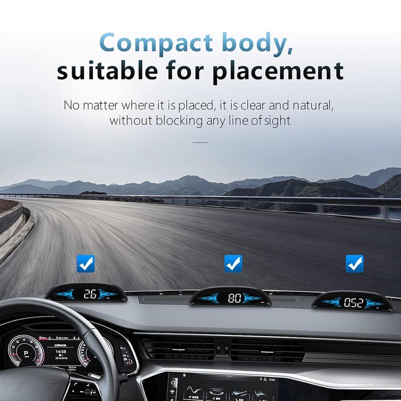 عرض قياس OBD2، شاشة عرض أمامية للسيارات، عداد سرعة للسيارة مع السرعة، درجة حرارة الماء، الجهد، استهلاك الوقود، تنبيه السرعة الزائدة، تنبيه القيادة المتعبة، عداد سرعة يناسب معظم الموديلات بعد عام 2009 - Image 5