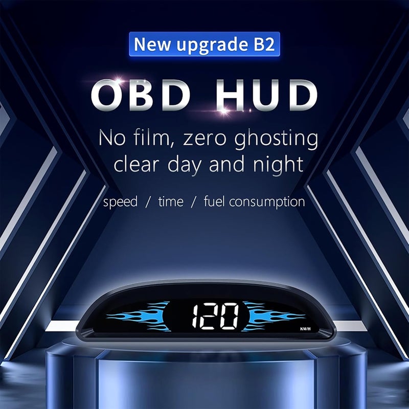 عرض قياس OBD2، شاشة عرض أمامية للسيارات، عداد سرعة للسيارة مع السرعة، درجة حرارة الماء، الجهد، استهلاك الوقود، تنبيه السرعة الزائدة، تنبيه القيادة المتعبة، عداد سرعة يناسب معظم الموديلات بعد عام 2009 - Image 2