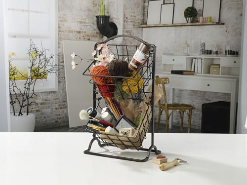 Gourmet Basics by Mikasa General Store 2-Tier Metal Countertop Fruit Storage Basket, Antique Black - Image 4