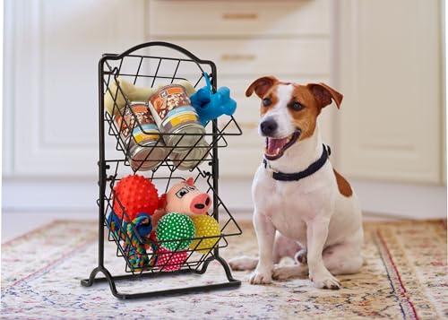 Gourmet Basics by Mikasa General Store 2-Tier Metal Countertop Fruit Storage Basket, Antique Black - Image 5