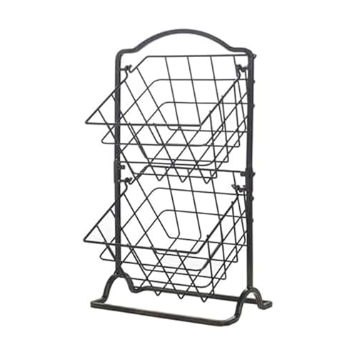 Gourmet Basics by Mikasa General Store 2-Tier Metal Countertop Fruit Storage Basket, Antique Black - Image 1