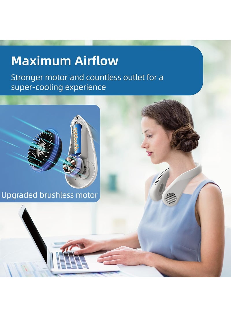 Generic Neck Fan, 4000mAh Hands Free Bladeless Fan, Portable Cooling Fan, 3 Speeds, 360° Airflow, Personal Wearable Fan for Travel, Outdoor, Indoor  - Image 4