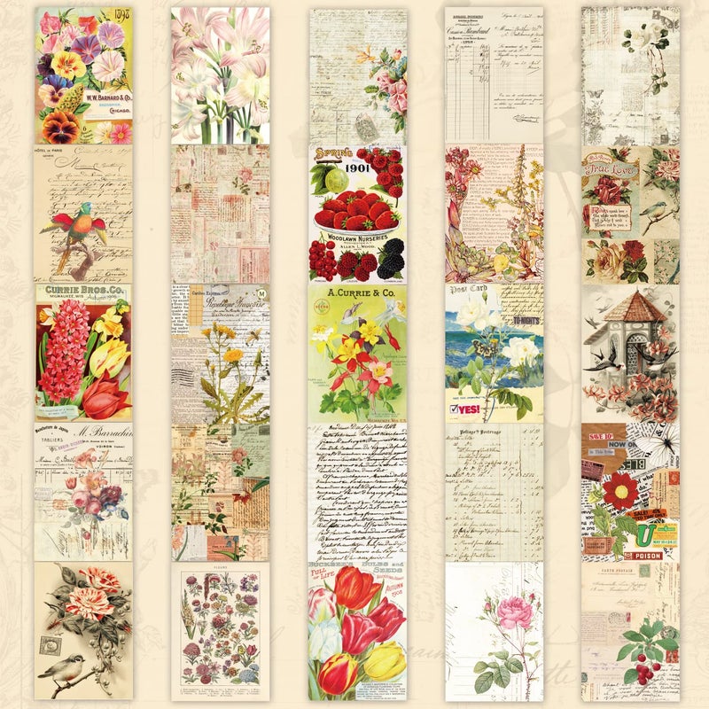 emmoolife 537pcs Vintage Washi Stickers and Papers for Scrapbooking, Ephemera Book for Journaling with Botanical Sticker and Scrapbook Decoupage Paper for Bullet Junk Journal, Scrapbooking Supplies for Adults - Image 4
