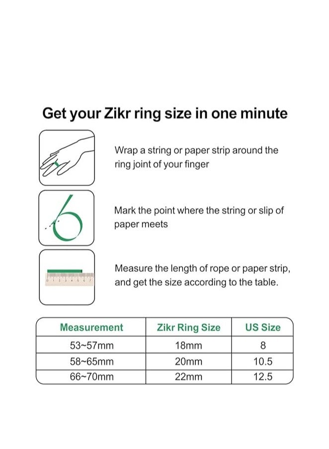 iQIBLA Zikr Smart Tasbih Ring 20mm Silver - Image 3