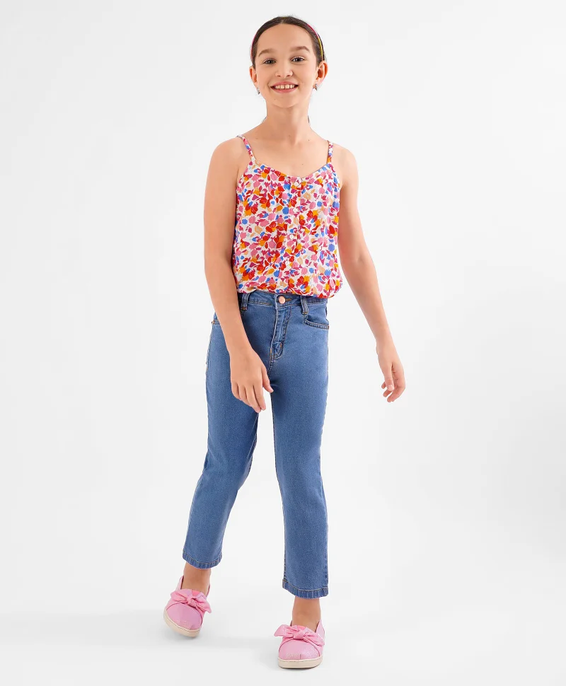 Primo Gino Primo Gino Ankle Length Mom Fit Mid Wash Jeans - Blue