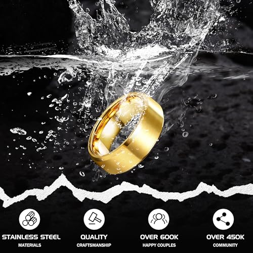 Jstyle Stainless Steel Rings for Men Wedding Ring Cool Simple Band 8MM Width 3 Pcs A Set Size 8 - Image 3