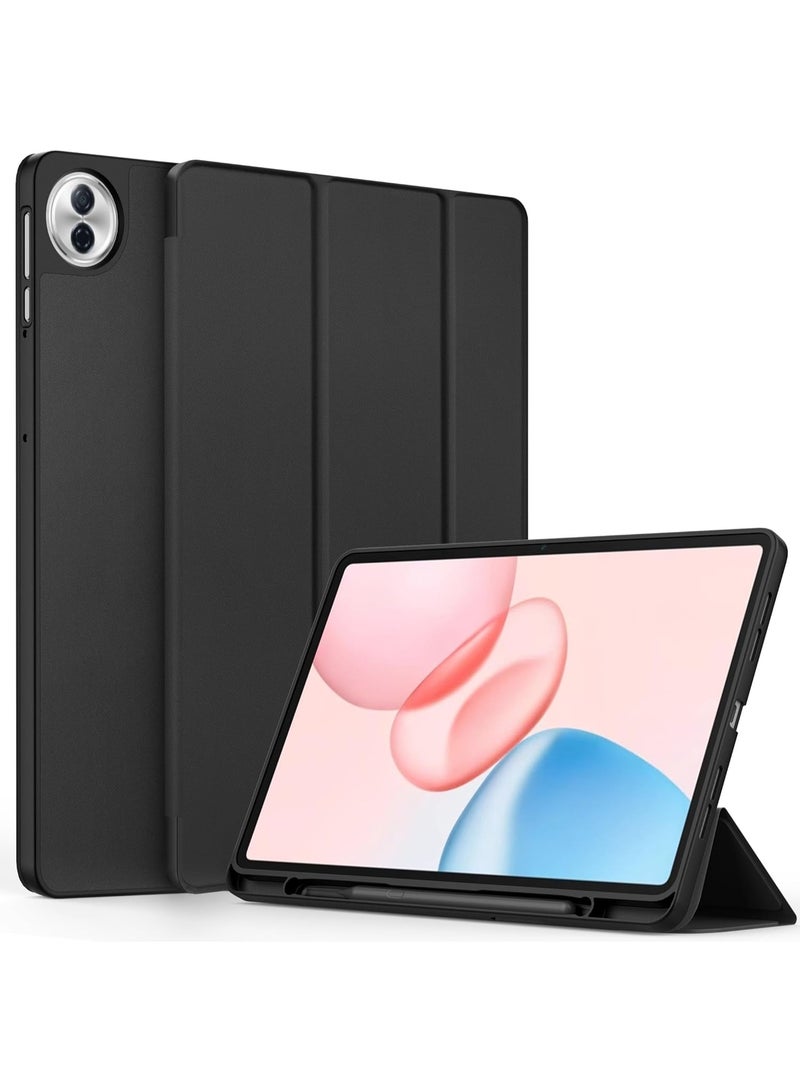Case for Honor Pad 10 12.1 Inch Tablet 2025 with Pen Holder, Ultra Thin with Stand Function, Slim PU Leather Protective Case (Black) - Image 1