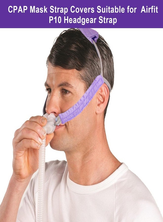 JDVBDNK قطع من أغطية حزام قناع جهاز التنفس CPAP المصنوعة من الساتان، أغطية حزام مريحة لجهاز التنفس CPAP، وسائد قناع CPAP حريرية تناسب وسائد الأنف P10 وأغطية الرأس، واقي شعر مضاد للتجاعيد لجهاز التنفس CPAP لتقليل العلامات الحمراء (بنفسجي فاتح) - Image 5