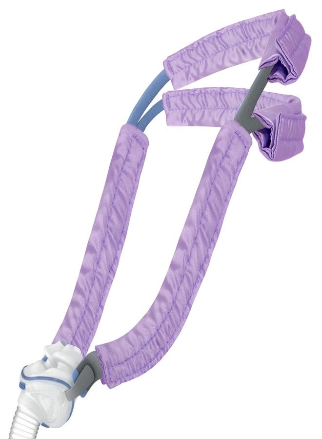 JDVBDNK قطع من أغطية حزام قناع جهاز التنفس CPAP المصنوعة من الساتان، أغطية حزام مريحة لجهاز التنفس CPAP، وسائد قناع CPAP حريرية تناسب وسائد الأنف P10 وأغطية الرأس، واقي شعر مضاد للتجاعيد لجهاز التنفس CPAP لتقليل العلامات الحمراء (بنفسجي فاتح) - Image 1