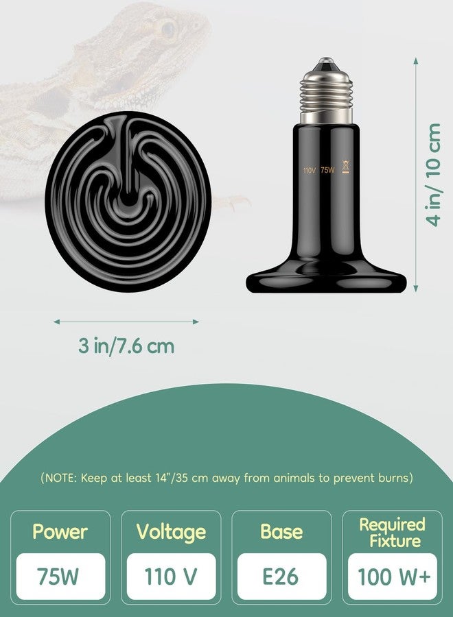 باوفلي باعث حرارة سيراميكي Pawfly بقوة 75 واط وقاعدة E26 للزواحف، مصباح حراري للزواحف بدون ضوء، مصباح حراري سيراميكي بالأشعة تحت الحمراء للبرمائيات والدجاج والثعابين والسحالي، مصباح حراري سيراميكي، سخان قفص حضانة الحيوانات الأليفة - Image 5