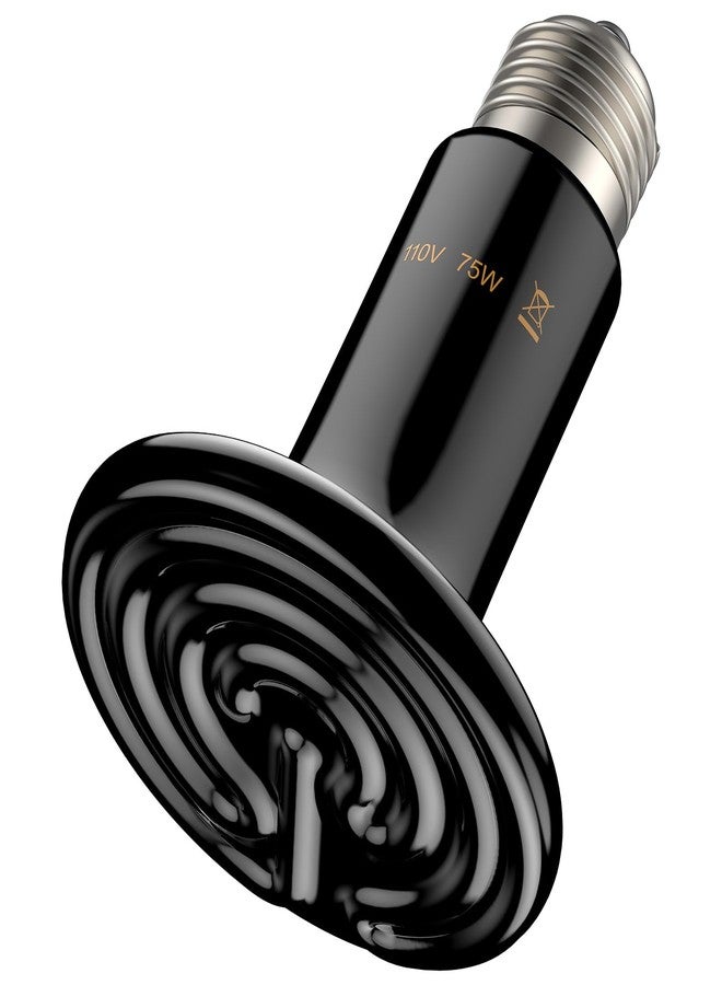 باوفلي باعث حرارة سيراميكي Pawfly بقوة 75 واط وقاعدة E26 للزواحف، مصباح حراري للزواحف بدون ضوء، مصباح حراري سيراميكي بالأشعة تحت الحمراء للبرمائيات والدجاج والثعابين والسحالي، مصباح حراري سيراميكي، سخان قفص حضانة الحيوانات الأليفة - Image 1