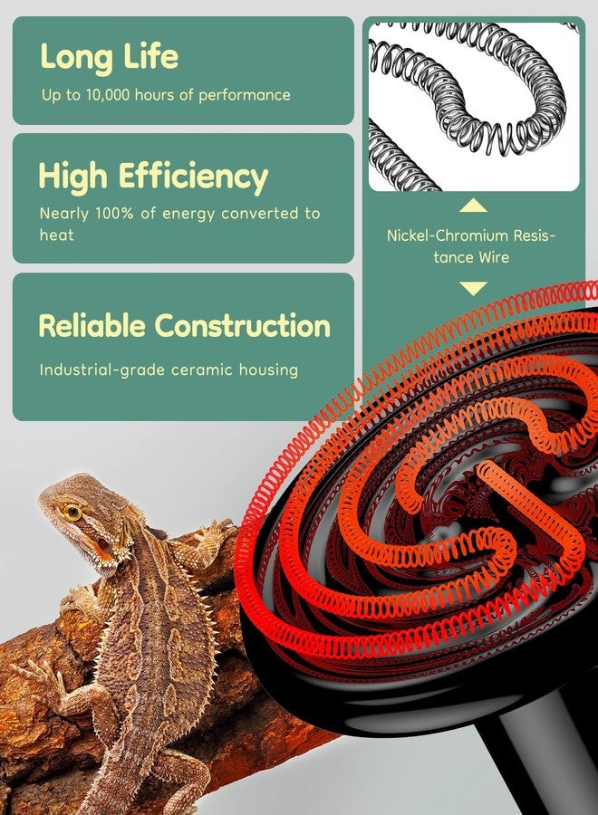 باوفلي باعث حرارة سيراميكي Pawfly بقوة 75 واط وقاعدة E26 للزواحف، مصباح حراري للزواحف بدون ضوء، مصباح حراري سيراميكي بالأشعة تحت الحمراء للبرمائيات والدجاج والثعابين والسحالي، مصباح حراري سيراميكي، سخان قفص حضانة الحيوانات الأليفة - Image 4