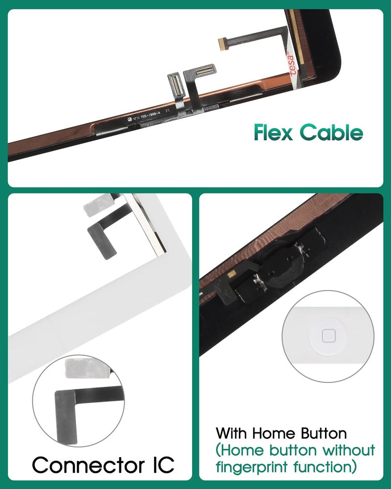 SRJTEK Screen Replacement for iPad 5 air 1st Gen A1474 A1475 A1476 Screen Replacement Touch Digitizer Glass Sensor Assembly - Home Button Camera Holder Pre Installed Adhesive Stickers (White) - Image 5