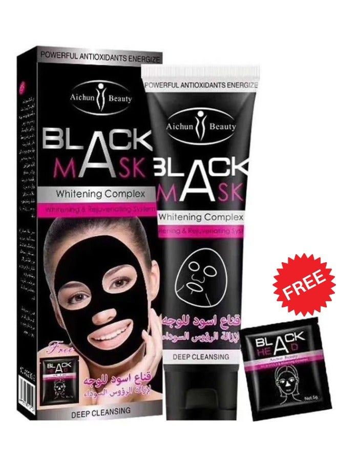 Aichun beauty Black Mask Whitening Complex Deep Cleansing Peel Off Face Mask 100ml Blackhead Remover Pore Cleaner for Men and Women All Skin Types - Image 1