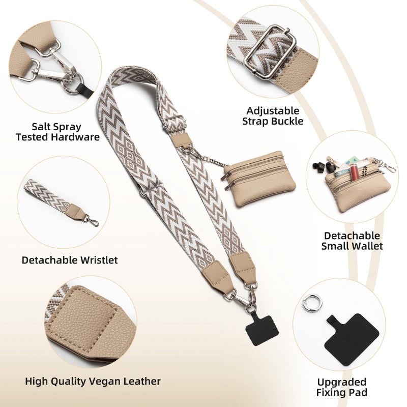 CUEDM Cell Phone Lanyard Crossbody,Adjustable Cell Phone Strap with Detachable Wristlet for Hands-Free Occasions,Clip and Go Strap for Phone with Wallet Crossbody - Image 4