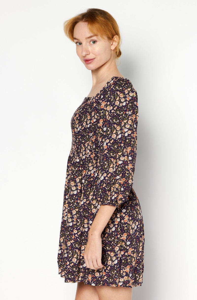 Lost + Wander فستان ميني مزخرف بالورود للنساء، مجموعة بنفسجية - Image 3